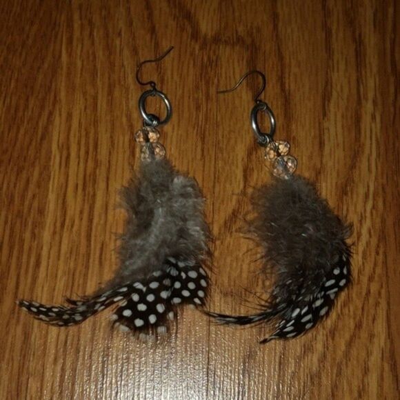 Feather Earrings Unique Handmade Womens - Picture 2 of 3